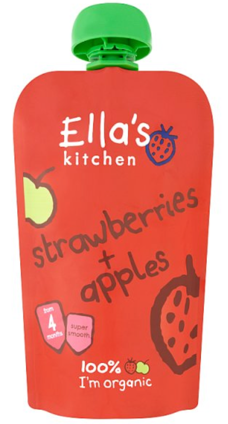 doves farm Ella's Kitchen Organic Strawberries and Apples Baby Pouch for 4+ Months